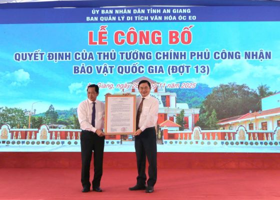 Ảnh của An Giang công bố 2 Bảo vật Quốc gia thuộc văn hóa Óc Eo
